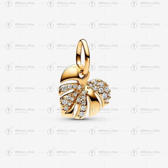 Pandora Sparkling Monstera Leaf Dangle Charm - Picture 1 of 2
